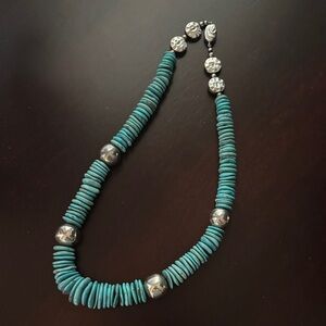 Turquoise and Silver Beaded Necklace